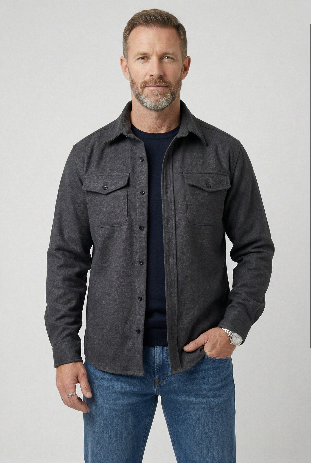 men's casual overshirt in dark gray