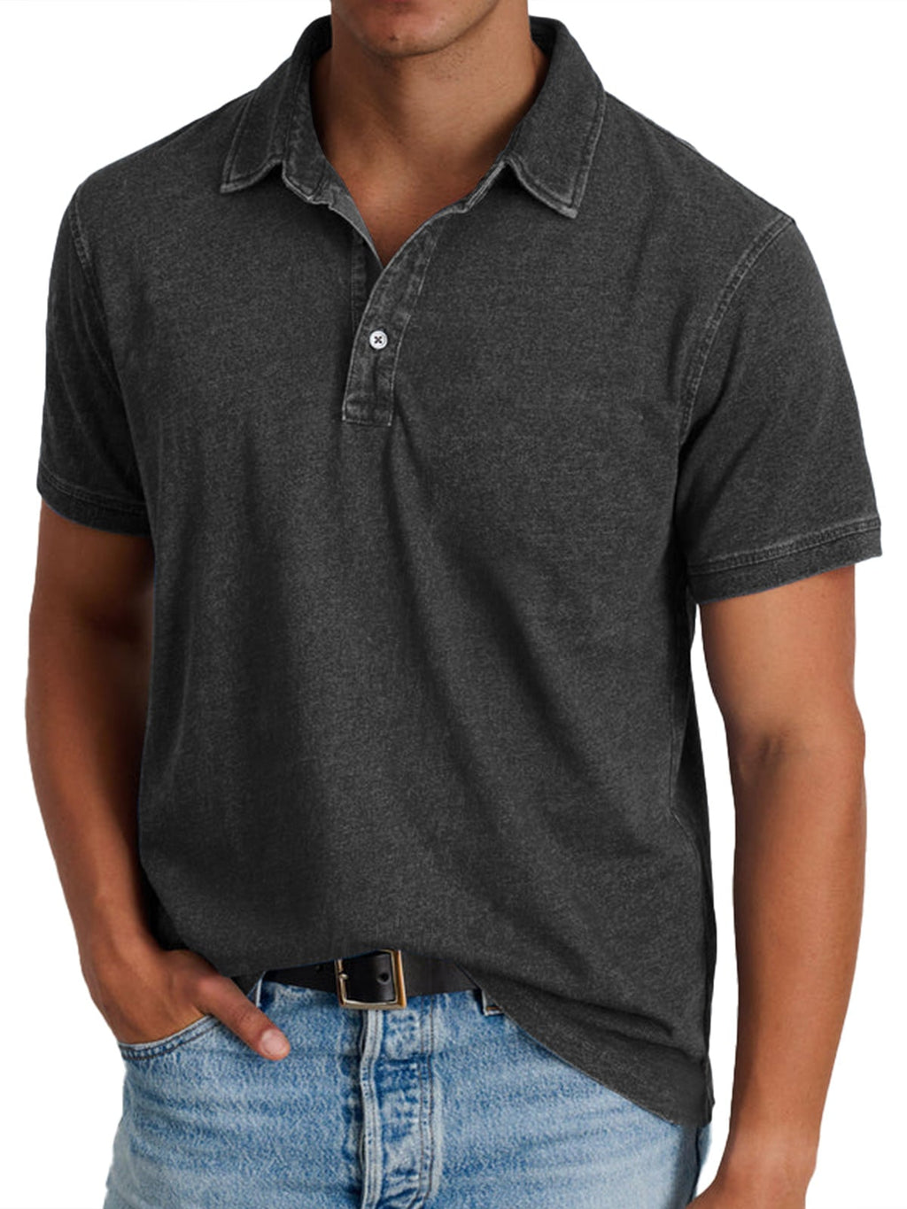 men's casual polo shirt in black