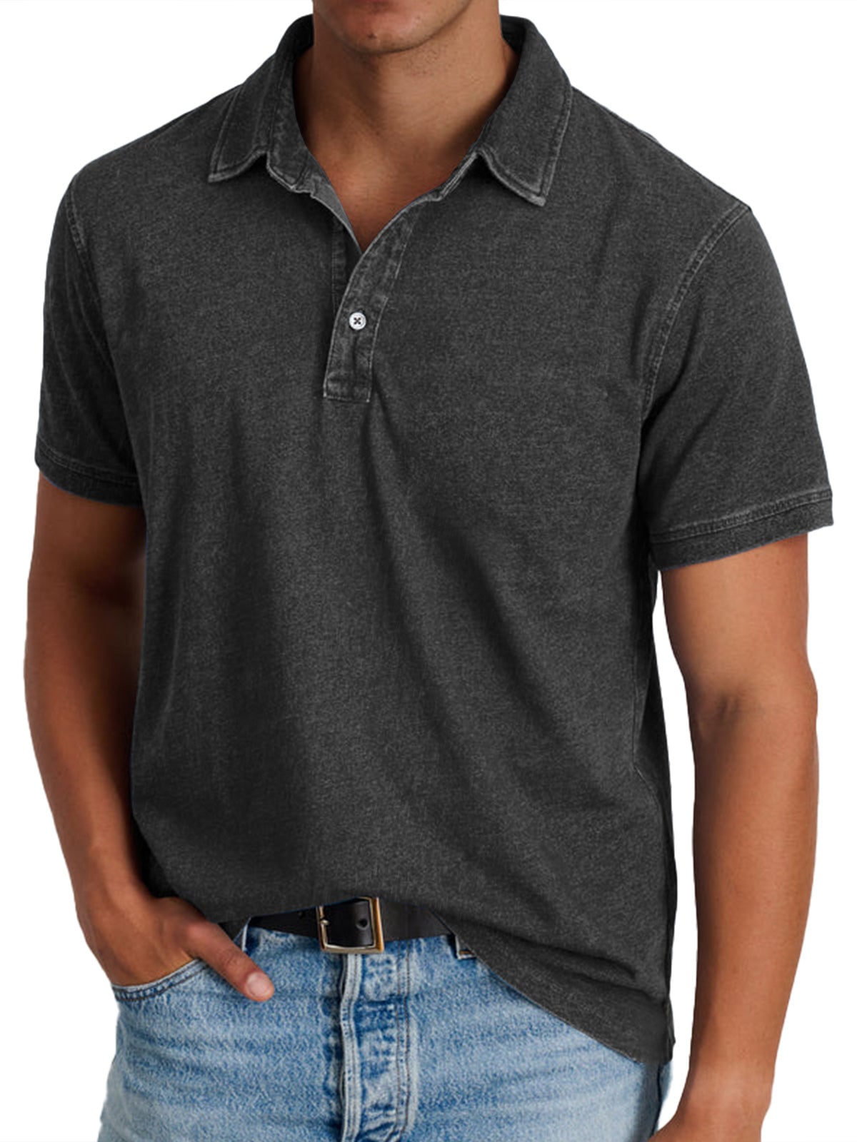 men's casual polo shirt in black
