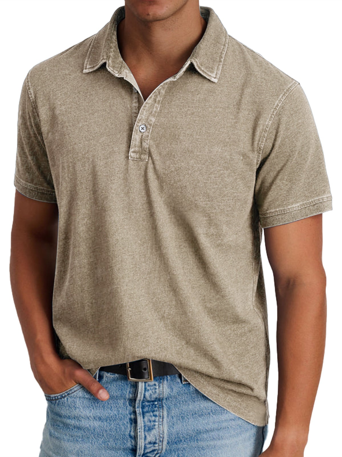 men's casual polo shirt in khaki