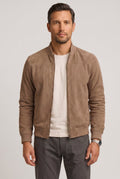 men's casual zip-up bomber jacket in beige