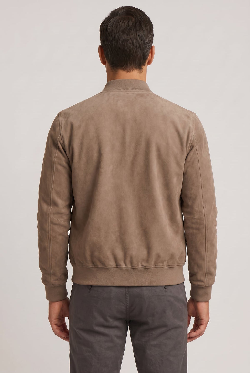 men's casual zip-up bomber jacket in beige