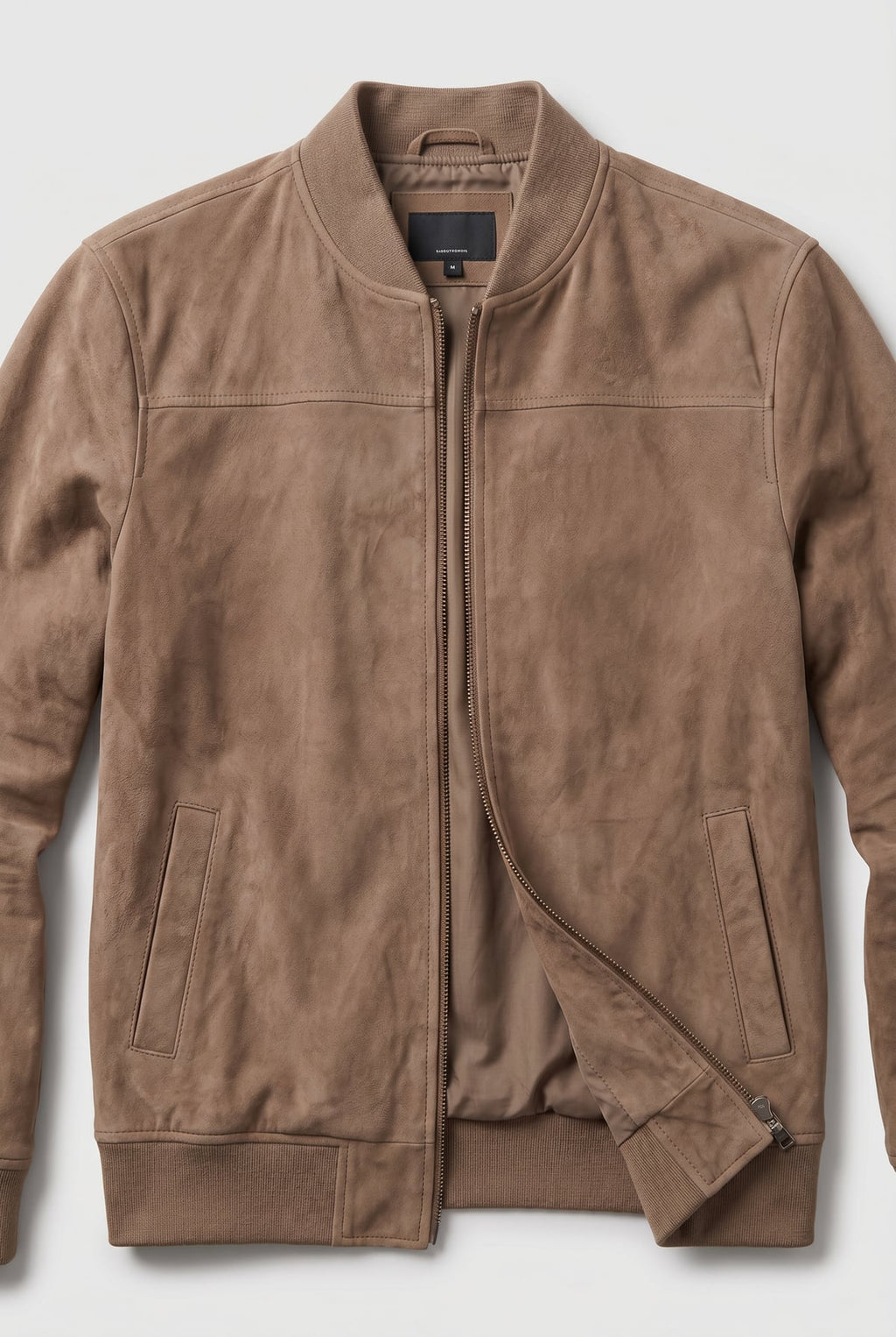 men's casual zip-up bomber jacket in beige