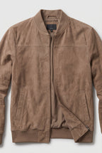 men's casual zip-up bomber jacket in beige