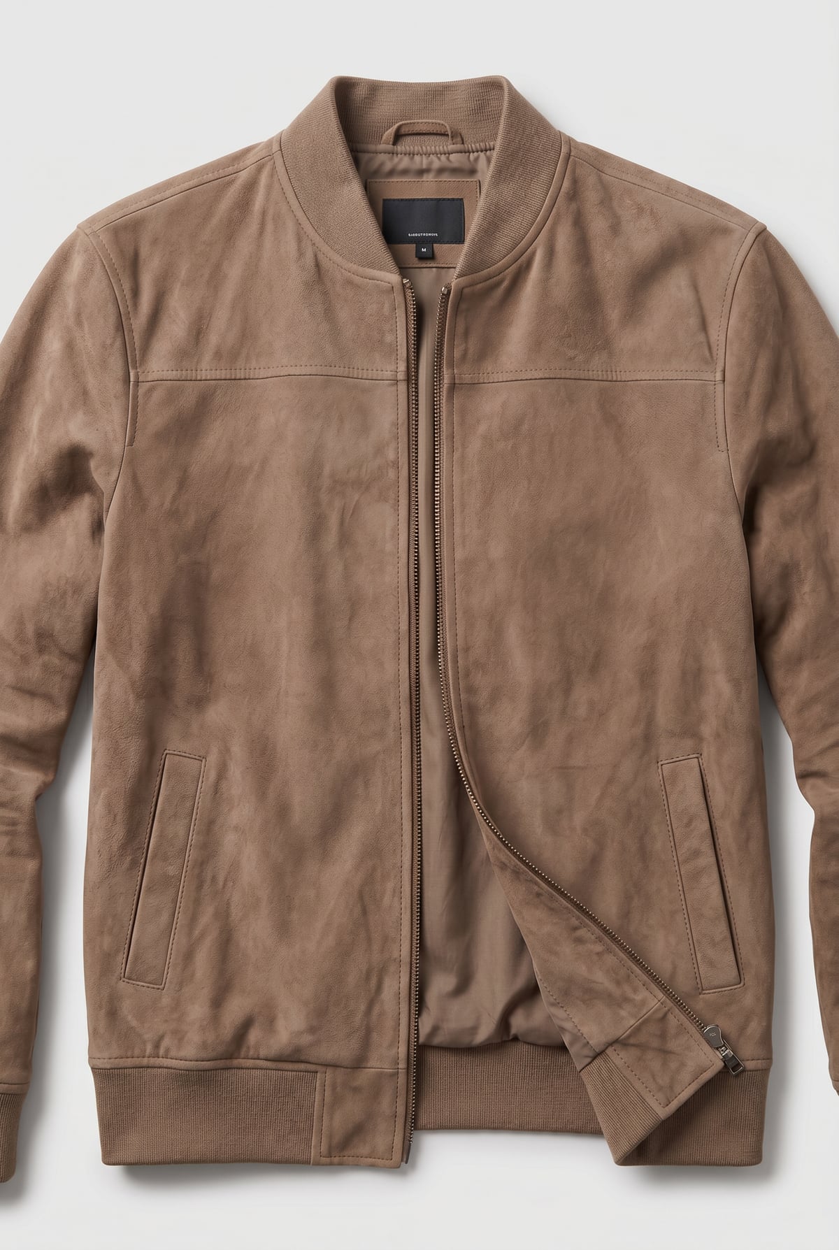 men's casual zip-up bomber jacket in beige