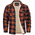 men's checked button-up shirt jacket in orange