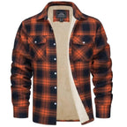 men's checked button-up shirt jacket in orange