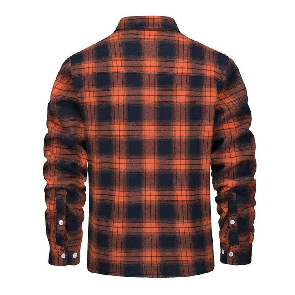 men's checked button-up shirt jacket