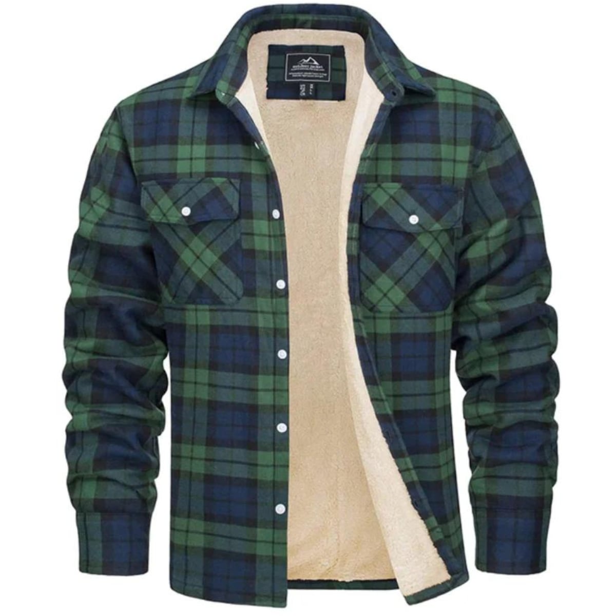 men's checked button-up shirt jacket in green