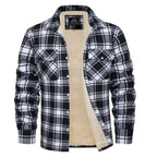 men's checked button-up shirt jacket in black