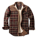 men's checked sherpa-lined shirt jacket in coffee