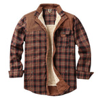 men's checked sherpa-lined shirt jacket in russet