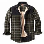 men's checked sherpa-lined shirt jacket in black