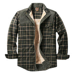 men's checked sherpa-lined shirt jacket in light green