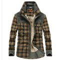 men's checked shirt jacket with pockets in light green