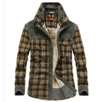 men's checked shirt jacket with pockets in light green