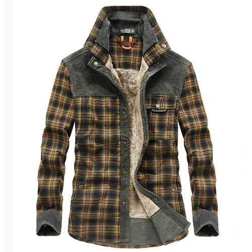 men's checked shirt jacket with pockets in light green
