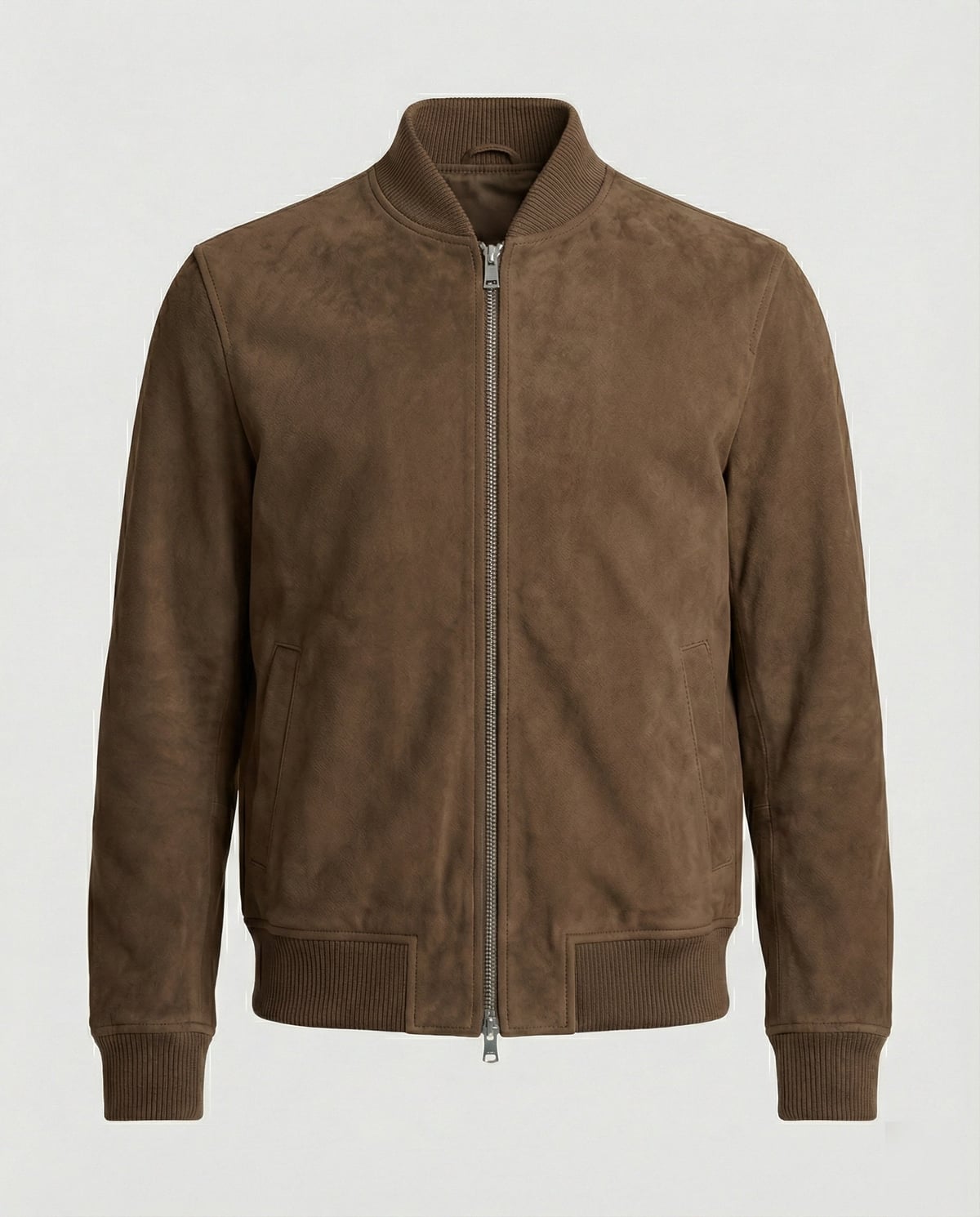 men's classic zip-up bomber jacket in brown