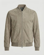 men's classic zip-up bomber jacket in khaki