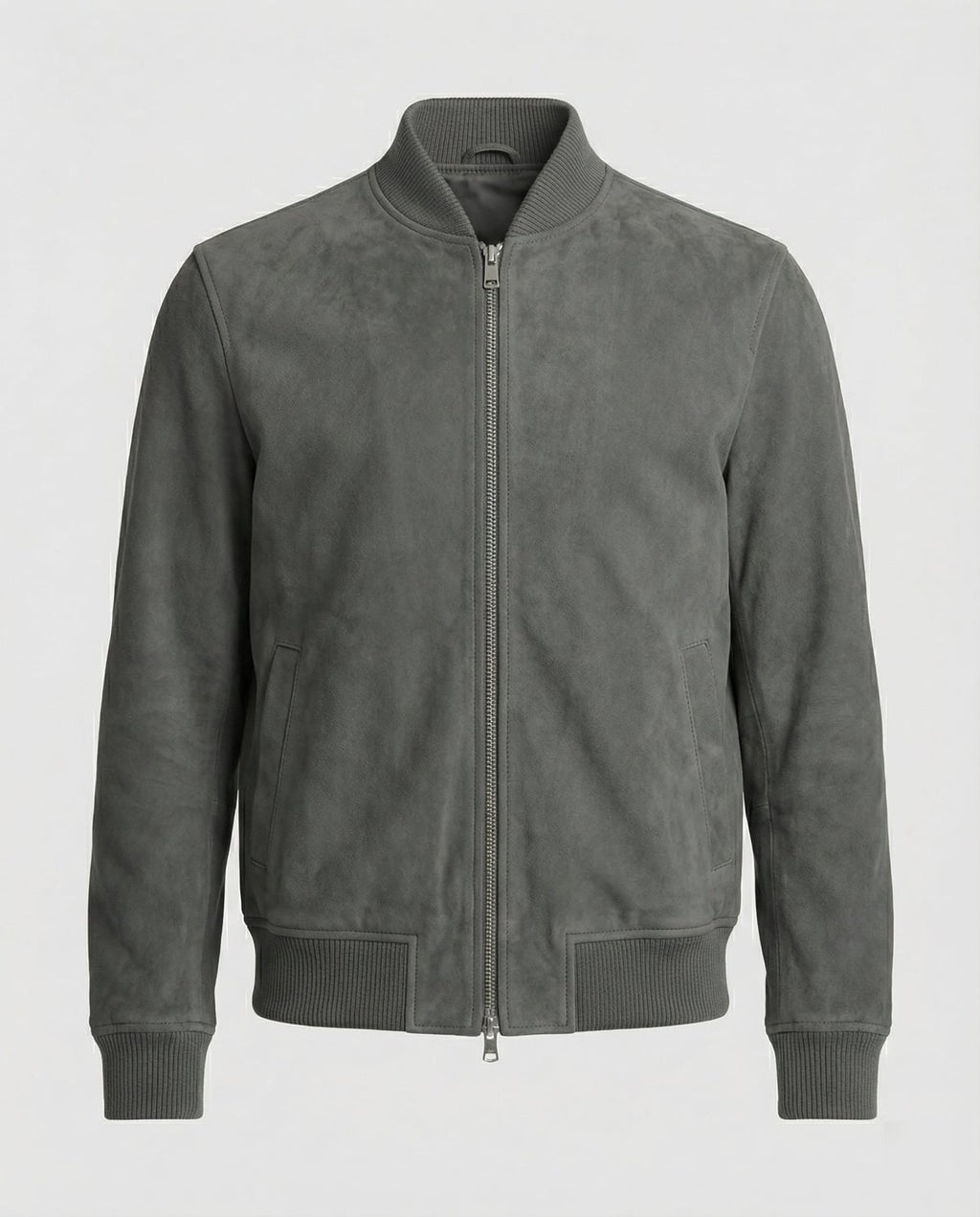 men's classic zip-up bomber jacket in gray
