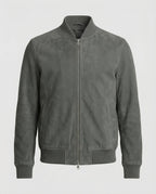 men's classic zip-up bomber jacket in gray