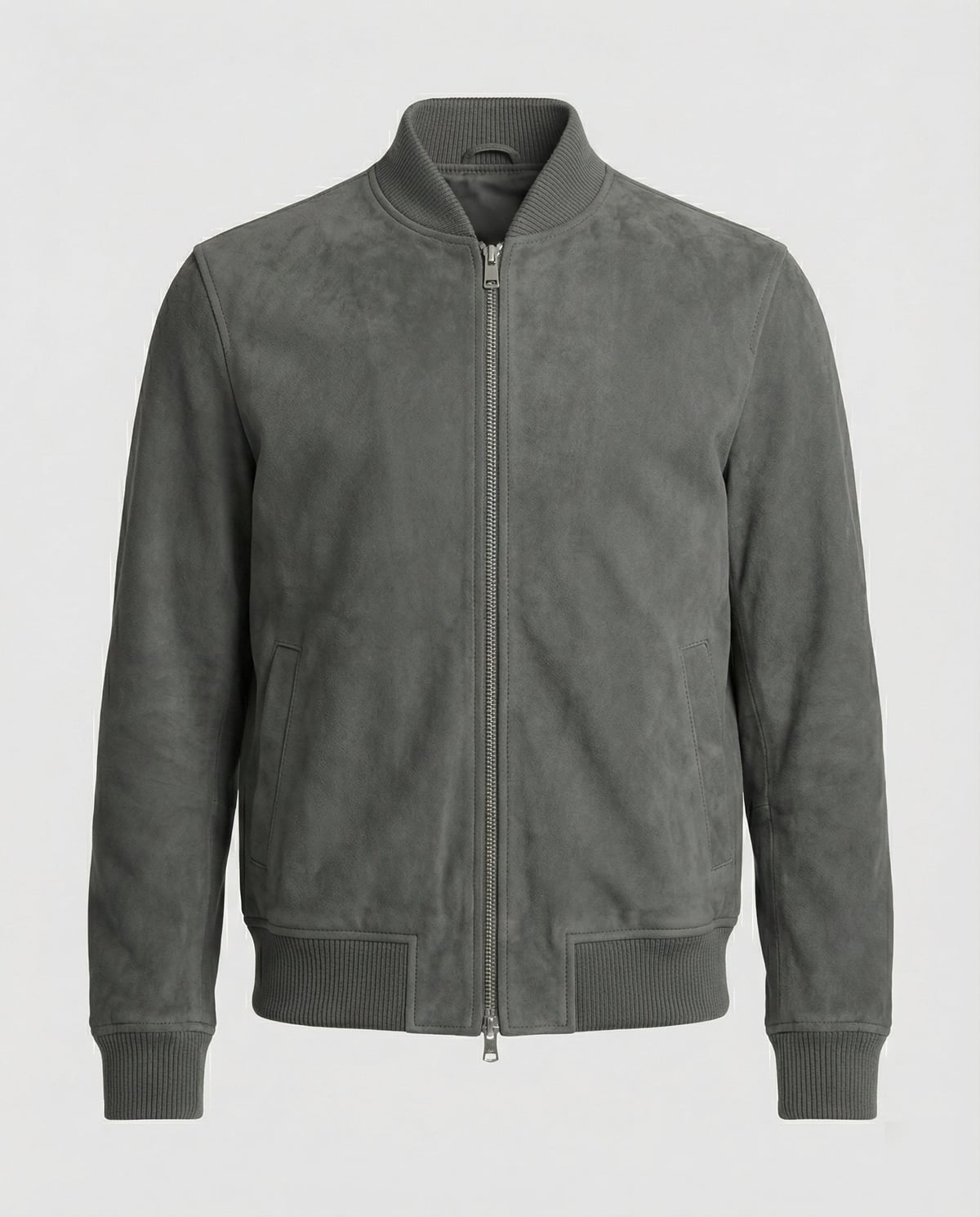 men's classic zip-up bomber jacket in gray