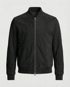 men's classic zip-up bomber jacket in black