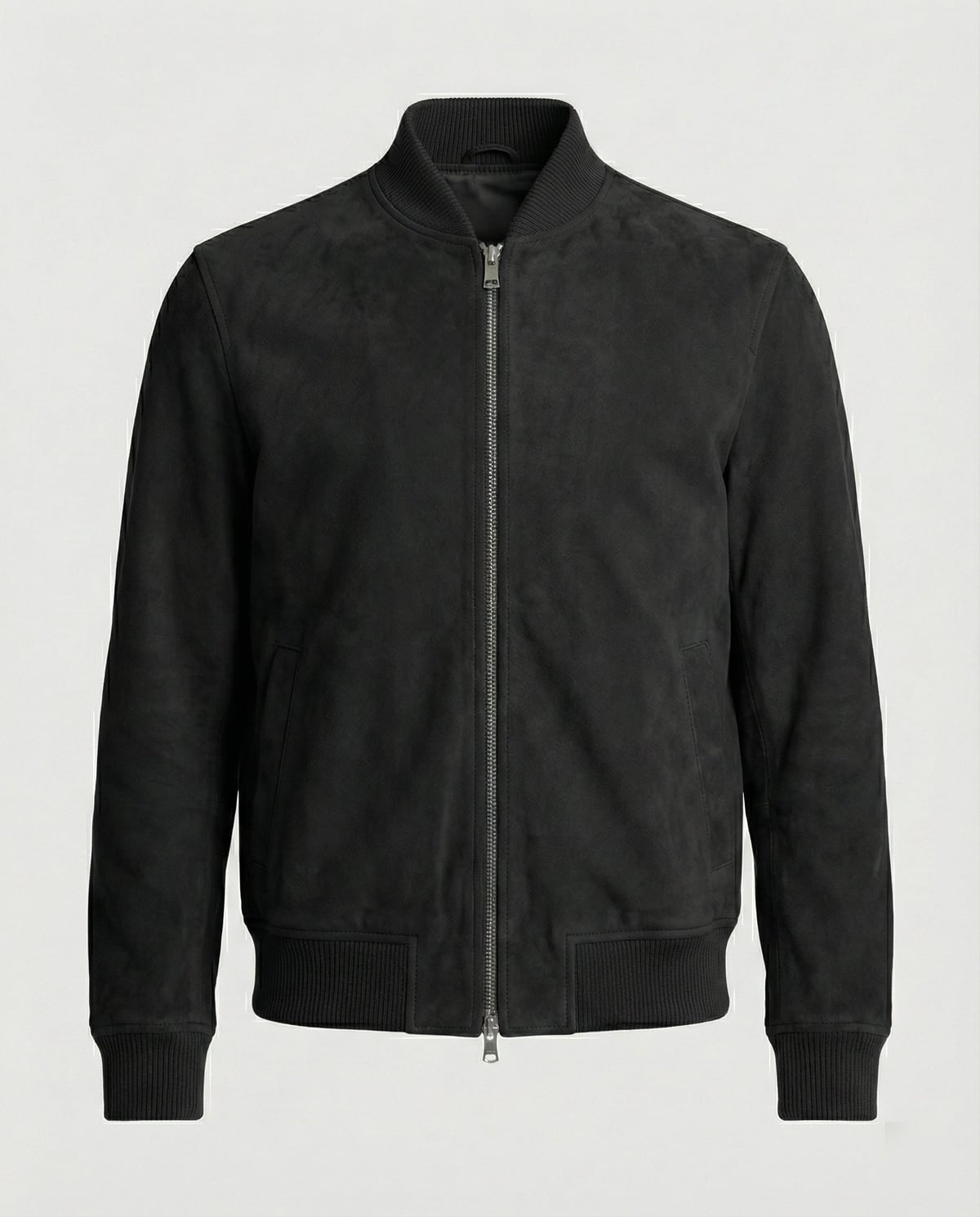 men's classic zip-up bomber jacket in black