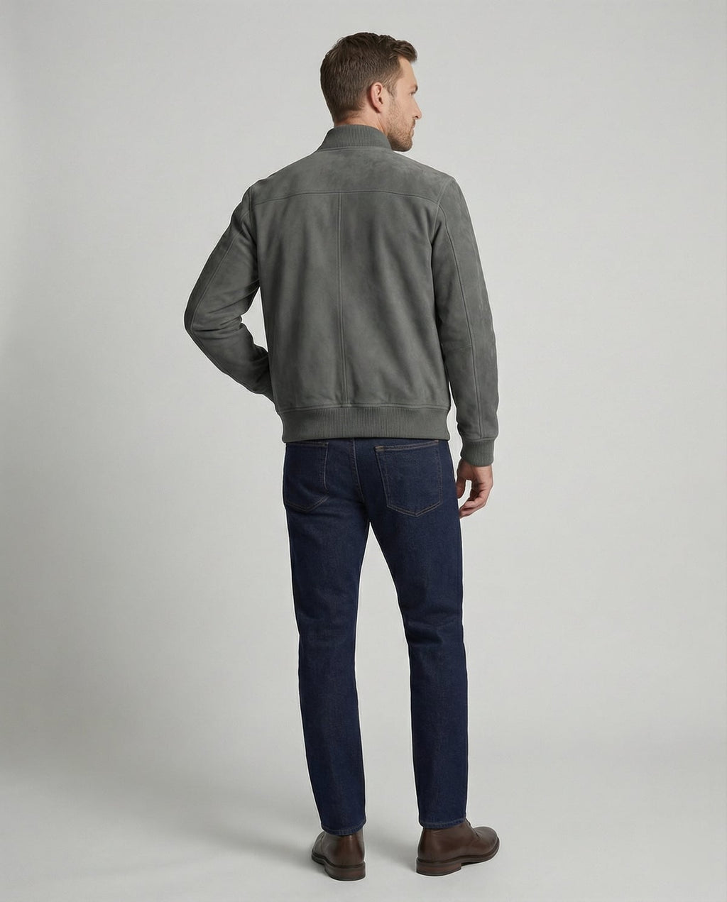 men's classic zip-up bomber jacket in gray