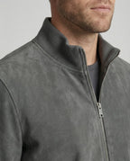 men's classic zip-up bomber jacket in gray