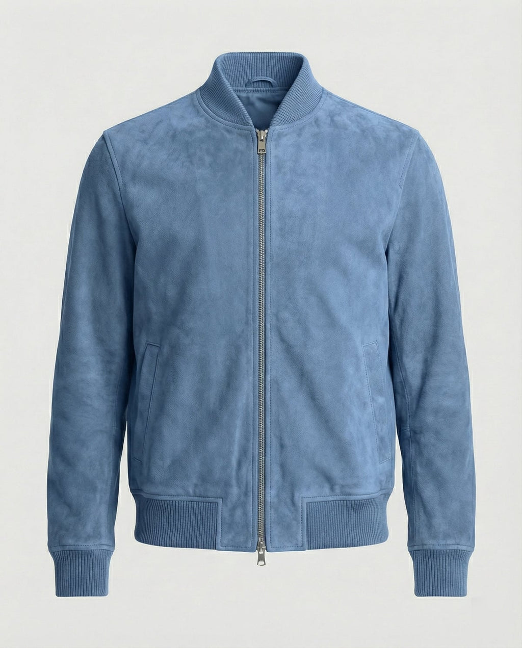 men's classic zip-up bomber jacket in light blue