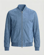 men's classic zip-up bomber jacket in light blue
