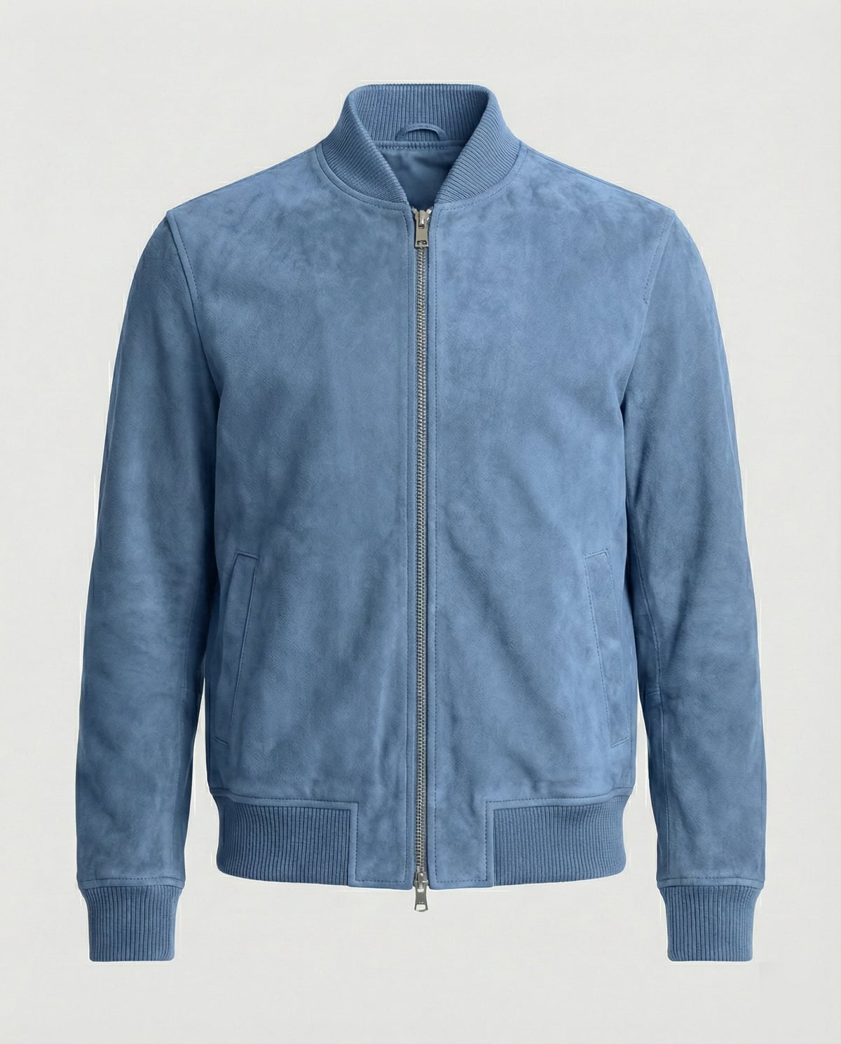 men's classic zip-up bomber jacket in light blue