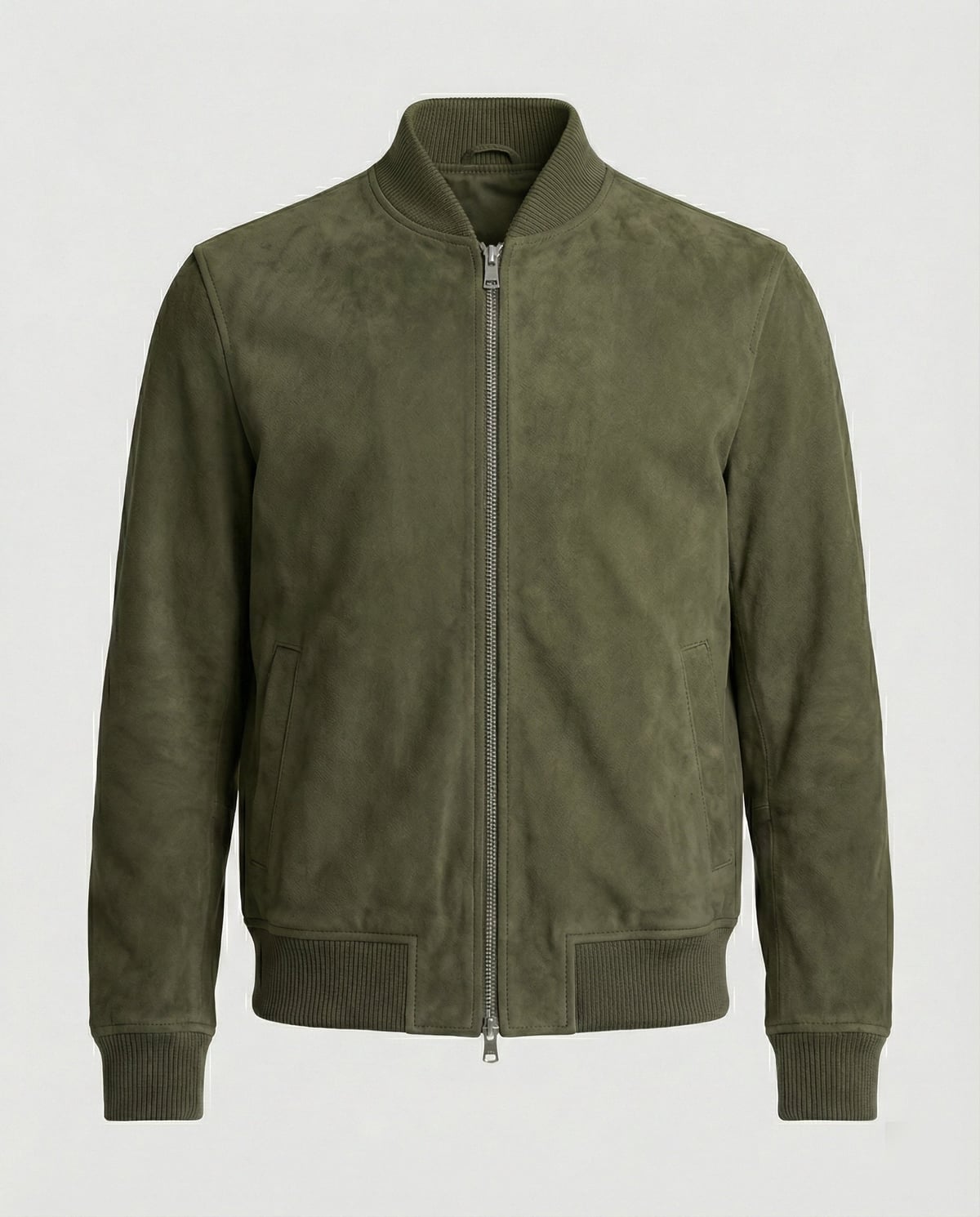 men's classic zip-up bomber jacket in dark green
