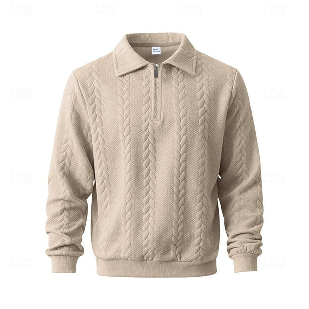 men's collared quarter-zip pullover in khaki