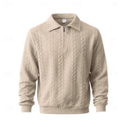 men's collared quarter-zip pullover in khaki