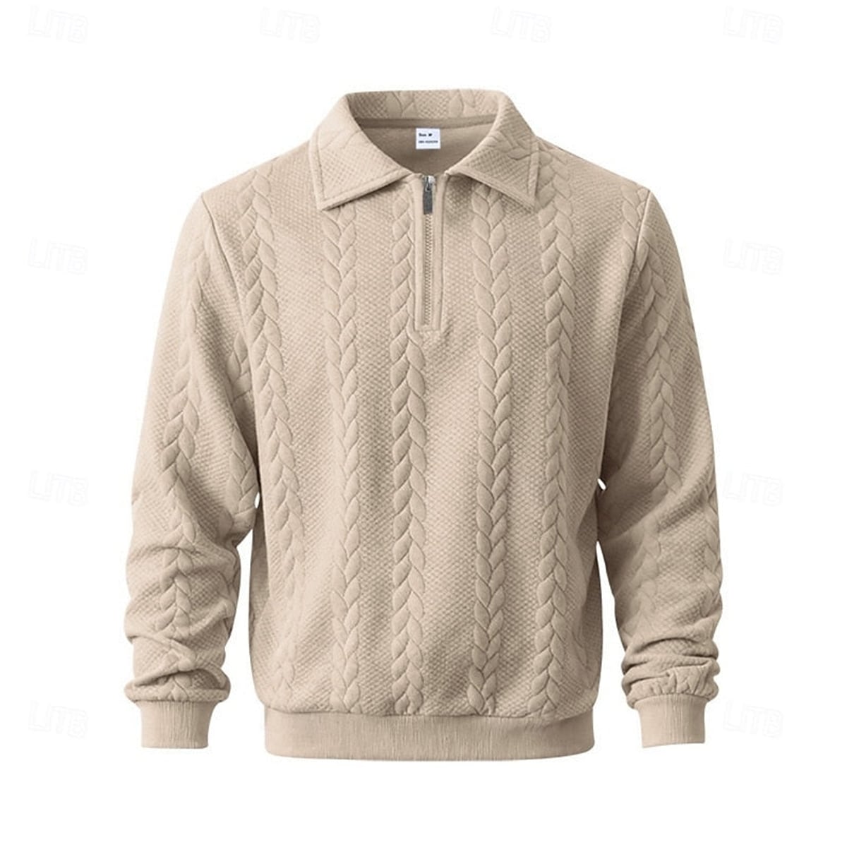 men's collared quarter-zip pullover in khaki