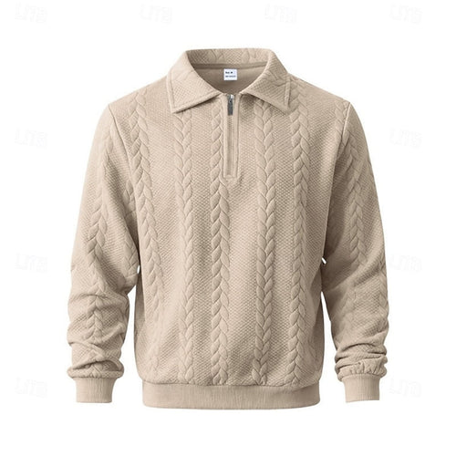 men's collared quarter-zip pullover in khaki