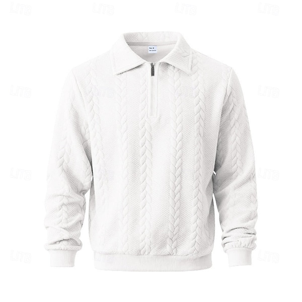 men's collared quarter-zip pullover in white