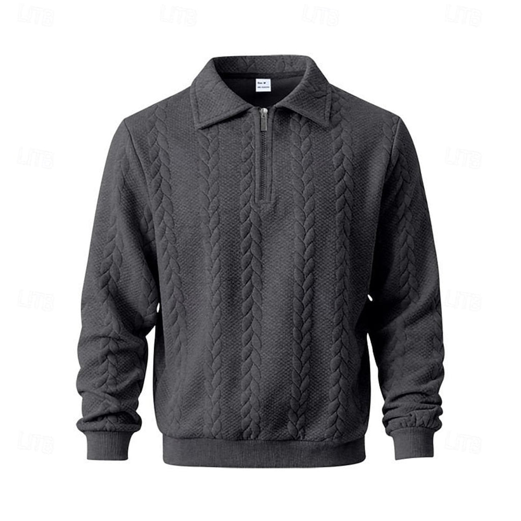 men's collared quarter-zip pullover in dark gray