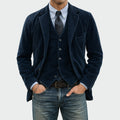 men's corduroy blazer and waistcoat set in blue