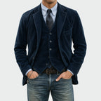 men's corduroy blazer and waistcoat set in blue