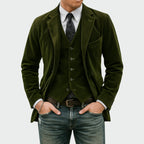 men's corduroy blazer and waistcoat set in green