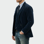 men's corduroy blazer and waistcoat set in blue