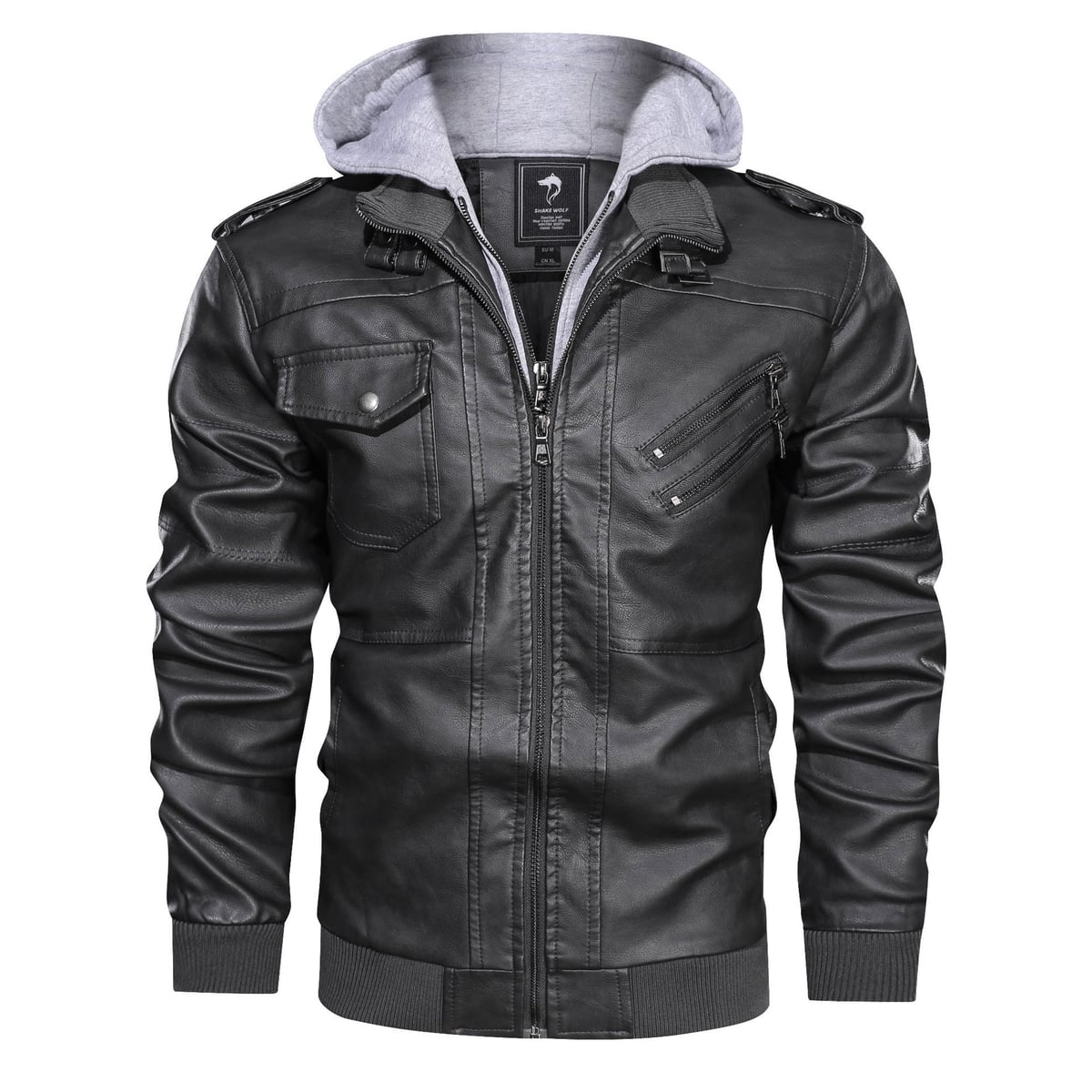 men's detachable hood zip-up jacket in gray