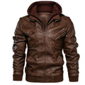 men's detachable hood zip-up jacket in brown