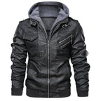men's detachable hood zip-up jacket in black