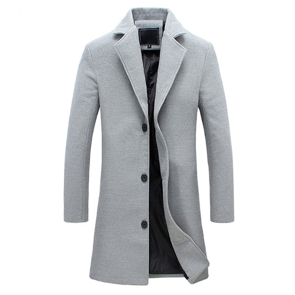 men's double-breasted trench coat light gray