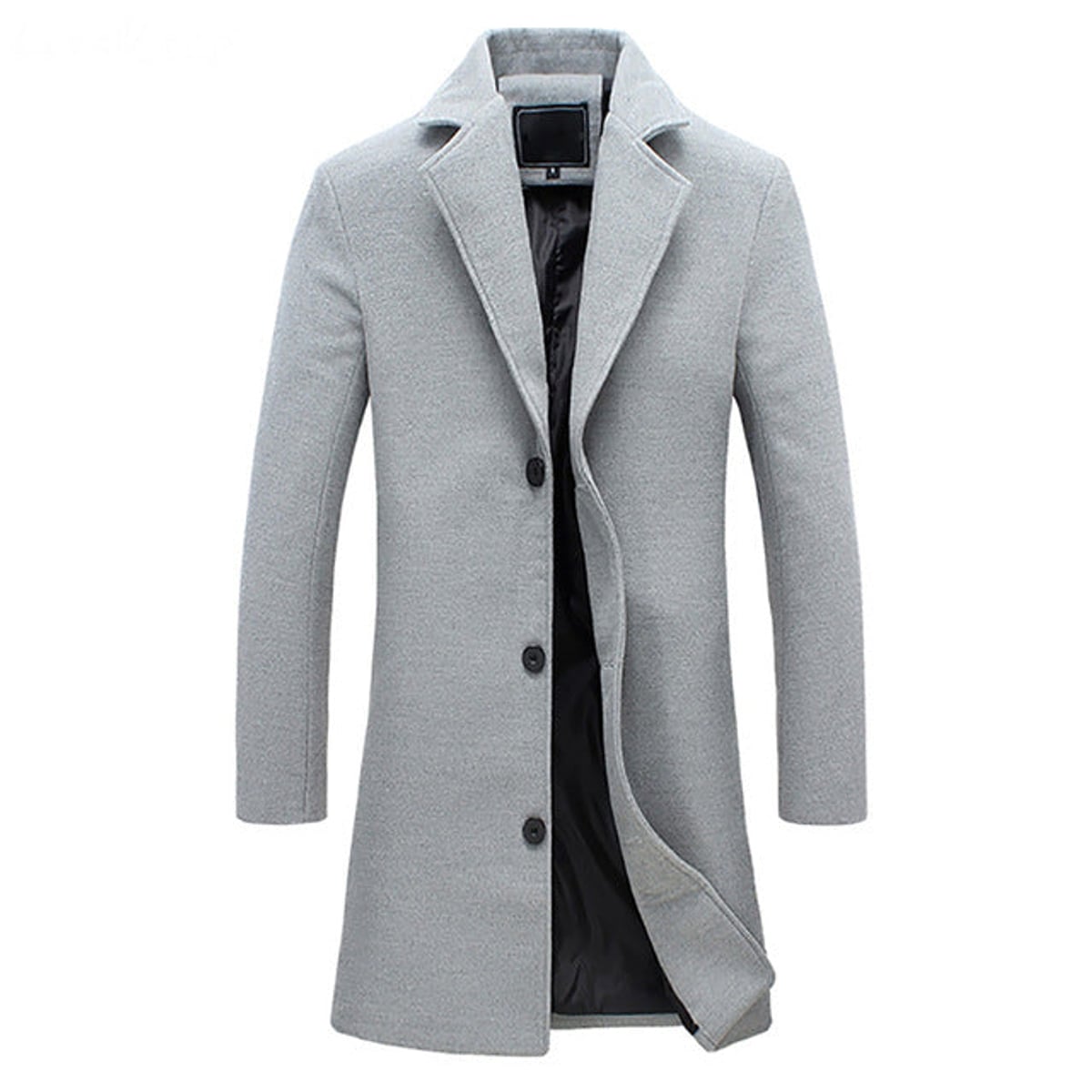 men's double-breasted trench coat light gray