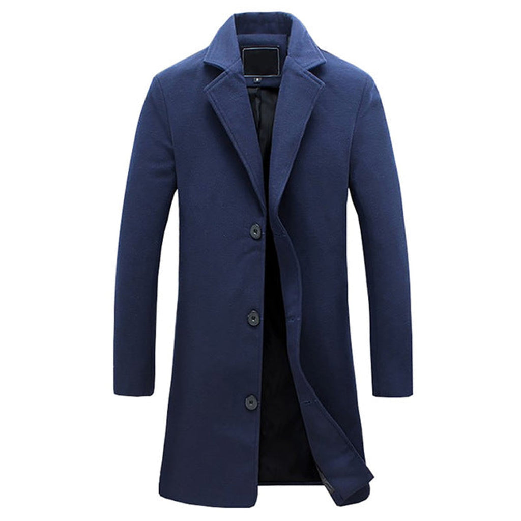 men's double-breasted trench coat blue